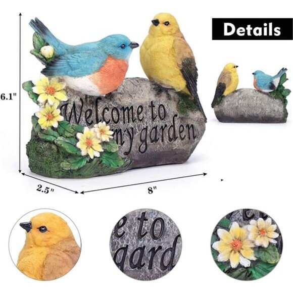 Bird Garden Decor, Welcome Sign Sculptures Statues for Yard Decorations - Picture 6 of 7